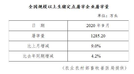 生猪数据：        全国规模以上生猪定点屠宰企业屠宰量（2020年9月）