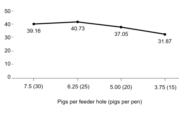 每个喂料器的生猪数和猪群大小对仔猪性能的影响