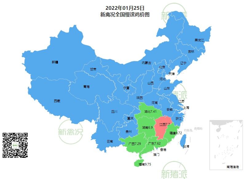 1月25日 廣東肉雞價格穩(wěn)中有升，粵東肉雞價格上漲