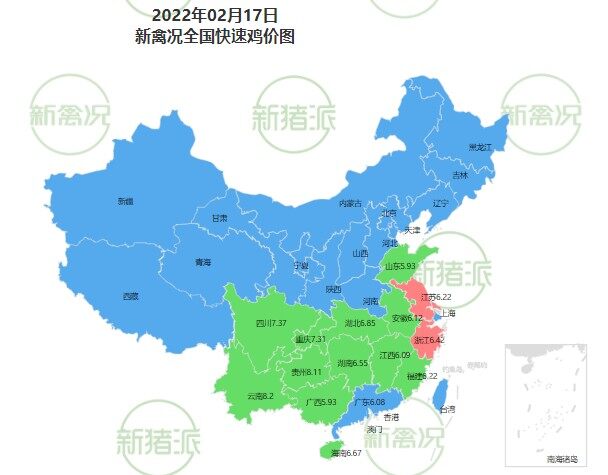 2月17日 各地国鸡价格震荡，部分地区小幅下调!【法国诗华·特约鸡价指数】