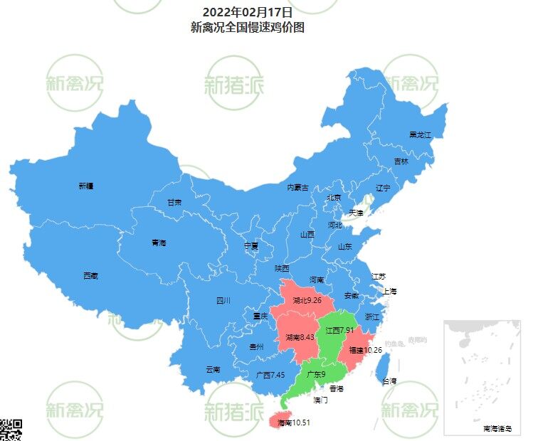 2月17日 各地国鸡价格震荡，部分地区小幅下调!【法国诗华·特约鸡价指数】