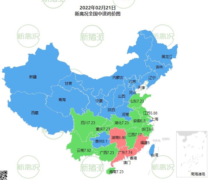 2月21日 全國雞價飄綠【法國詩華·特約雞價指數】