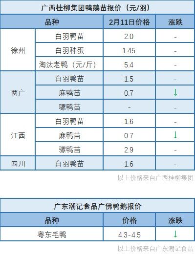 2月10日 ​水禽价格稳定【水禽价格指数】