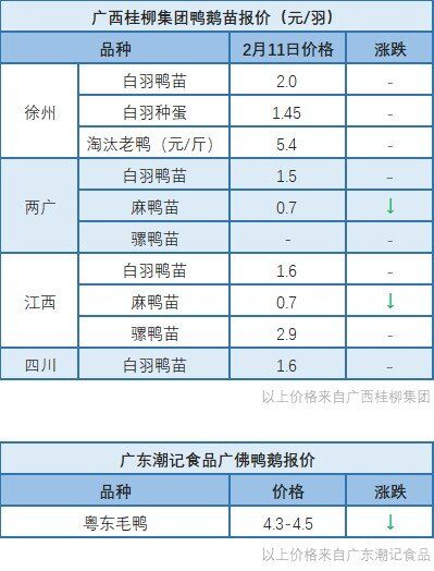 2月10日 ​水禽价格稳定【水禽价格指数】