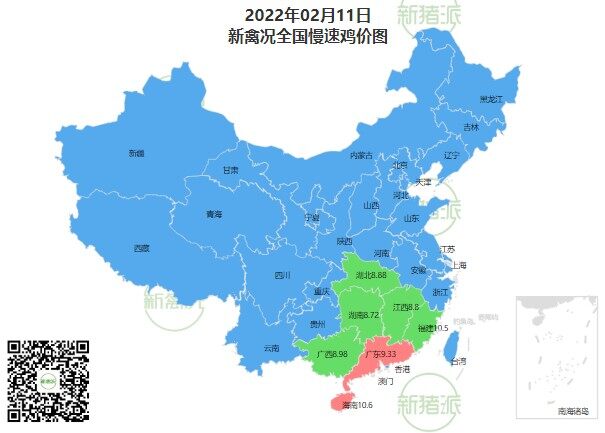 2月11日 多地鸡价回调【法国诗华·特约鸡价指数】