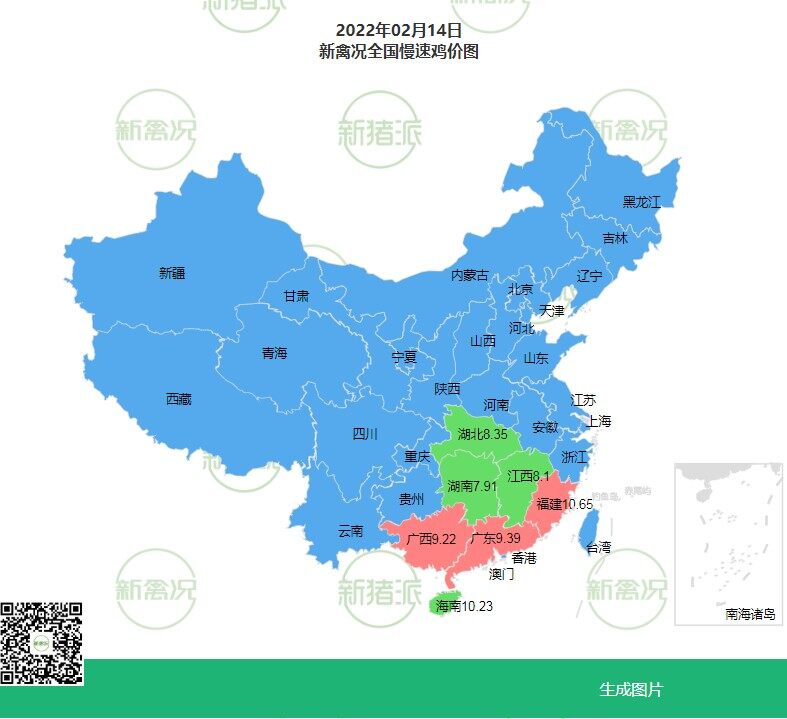 2月14日 全国飘绿，各地鸡价下调【法国诗华·特约鸡价指数】