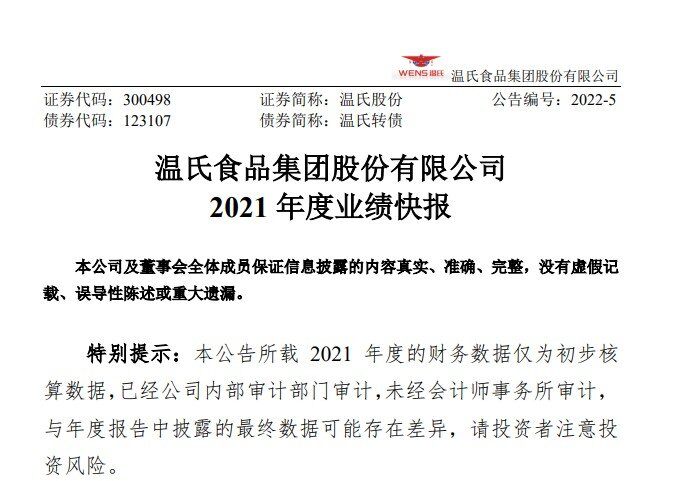 营收649.6亿,归母净利亏损133.37亿,温氏股份2021年业绩快报发布
