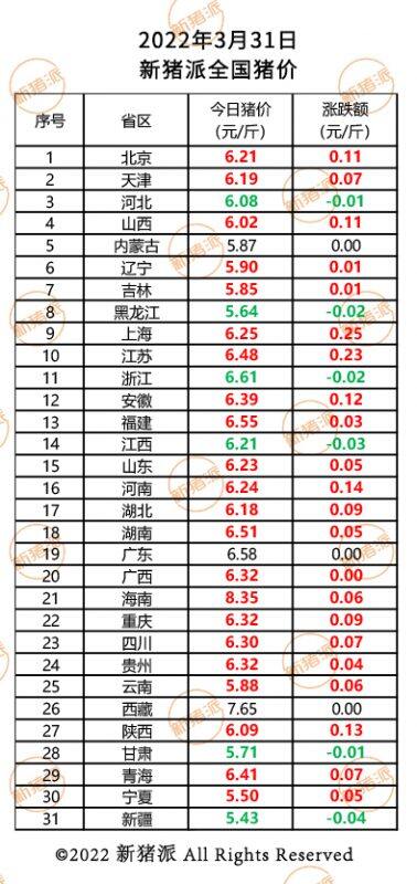 3月31日：最高涨幅0.3元/斤，猪价大部飘红，拐点快到了吗？|新猪派猪价