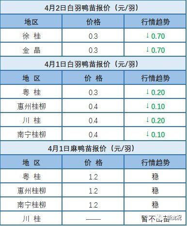4月1日 维稳！福建地区水禽价格稳定【水禽价格指数】