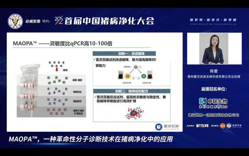陈蕾:MAOPA™,比传统QPCR灵敏度高10-100倍的革命性分子诊断技术| 2022首届中国猪病净化大会