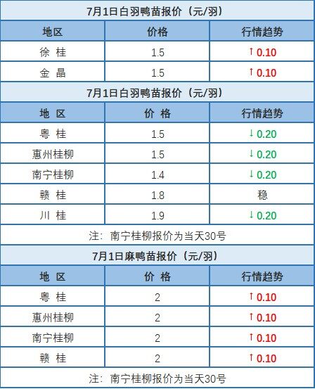 6月30日 廣東、浙江、福建水禽價格穩定，桂柳麻鴨價格上漲【水禽價格指數】