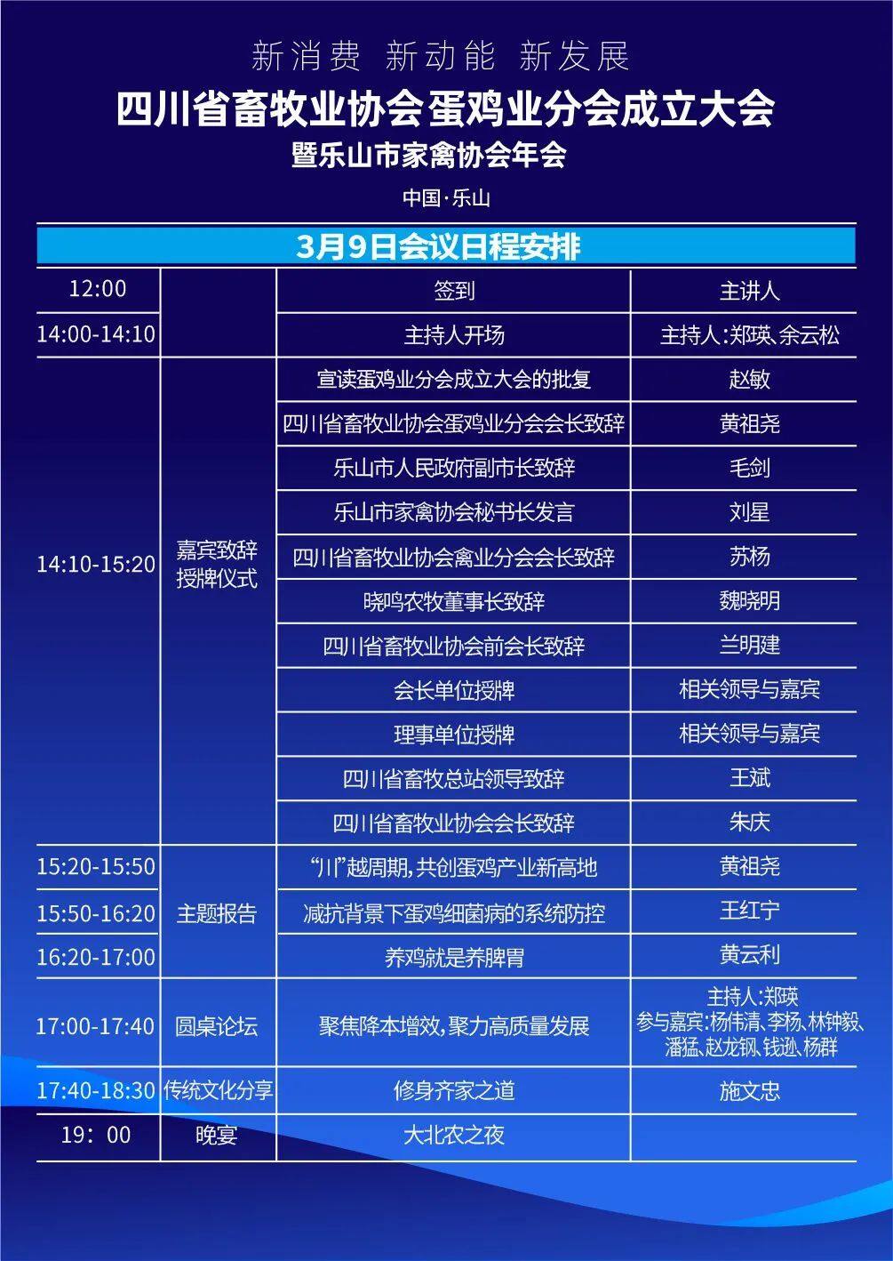 会议最新议程 ｜ 四川省畜牧业协会蛋鸡业分会成立大会暨乐山市家禽协会年会