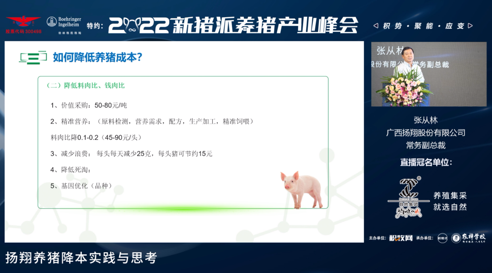 广西惊现6000元/吨豆粕!扬翔张从林:实行七大举措降本,数智化养猪大有可为|2022新猪派养猪产业峰会