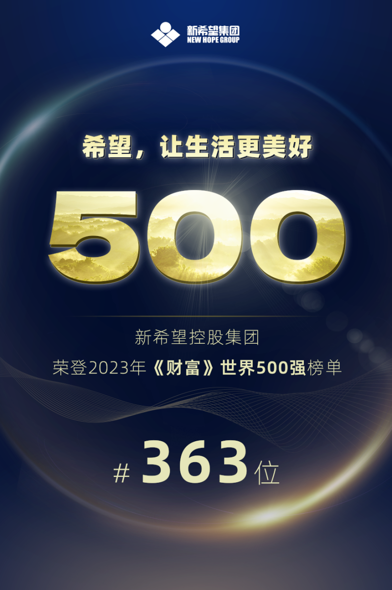 新希望以414.26亿美元营收入榜2023年《财富》世界500强