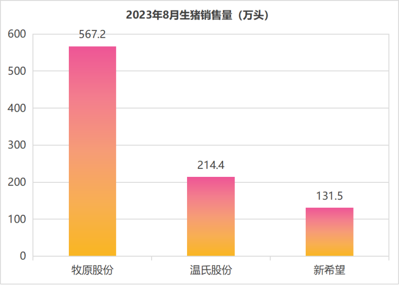 三大猪企8月生猪销售量合计913.11万头，上半年亏损合计百亿元