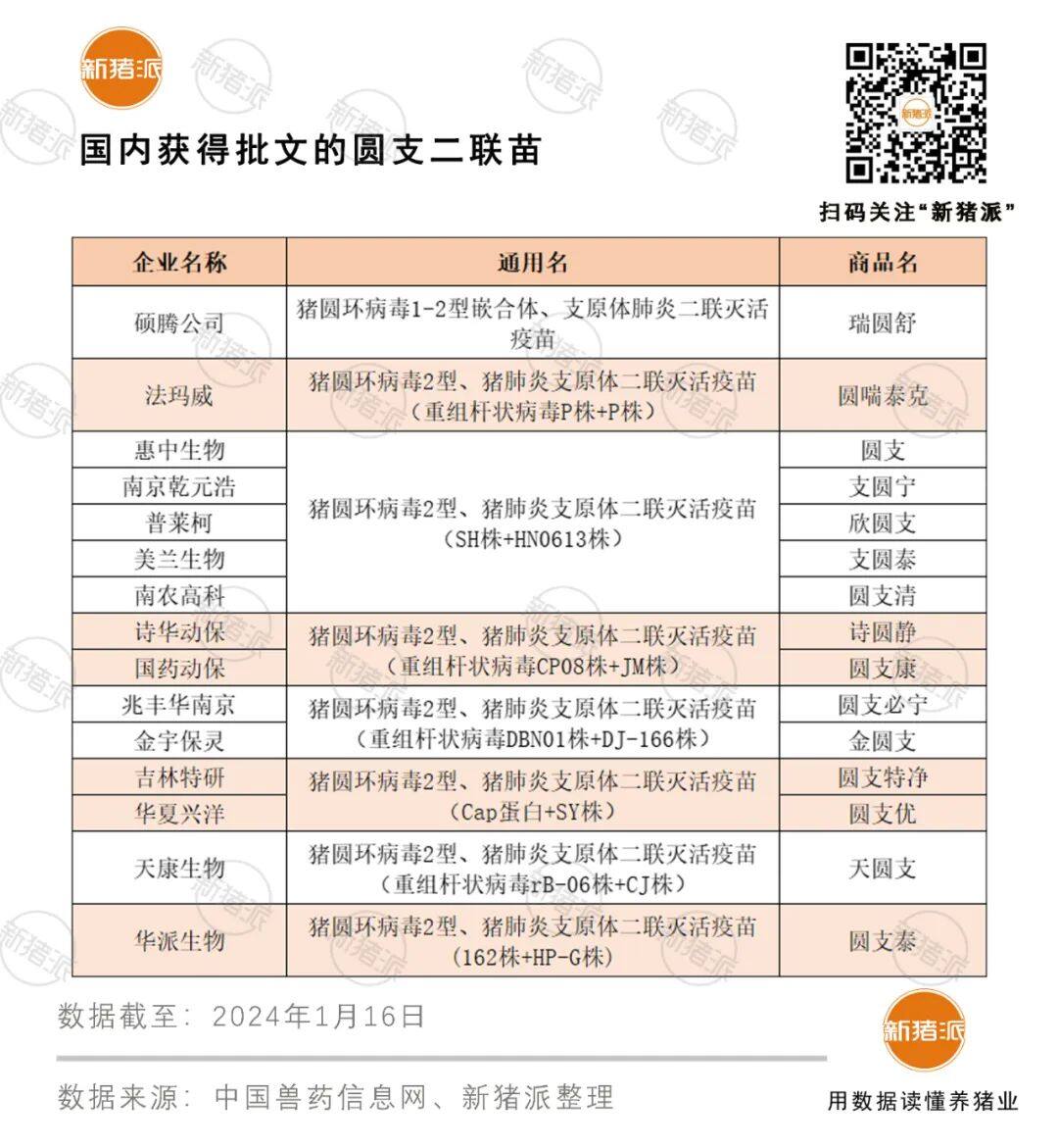 圆支二联苗上市5年批签发激增20倍！15个厂家8种毒株同台竞技，猪场面临选择困难