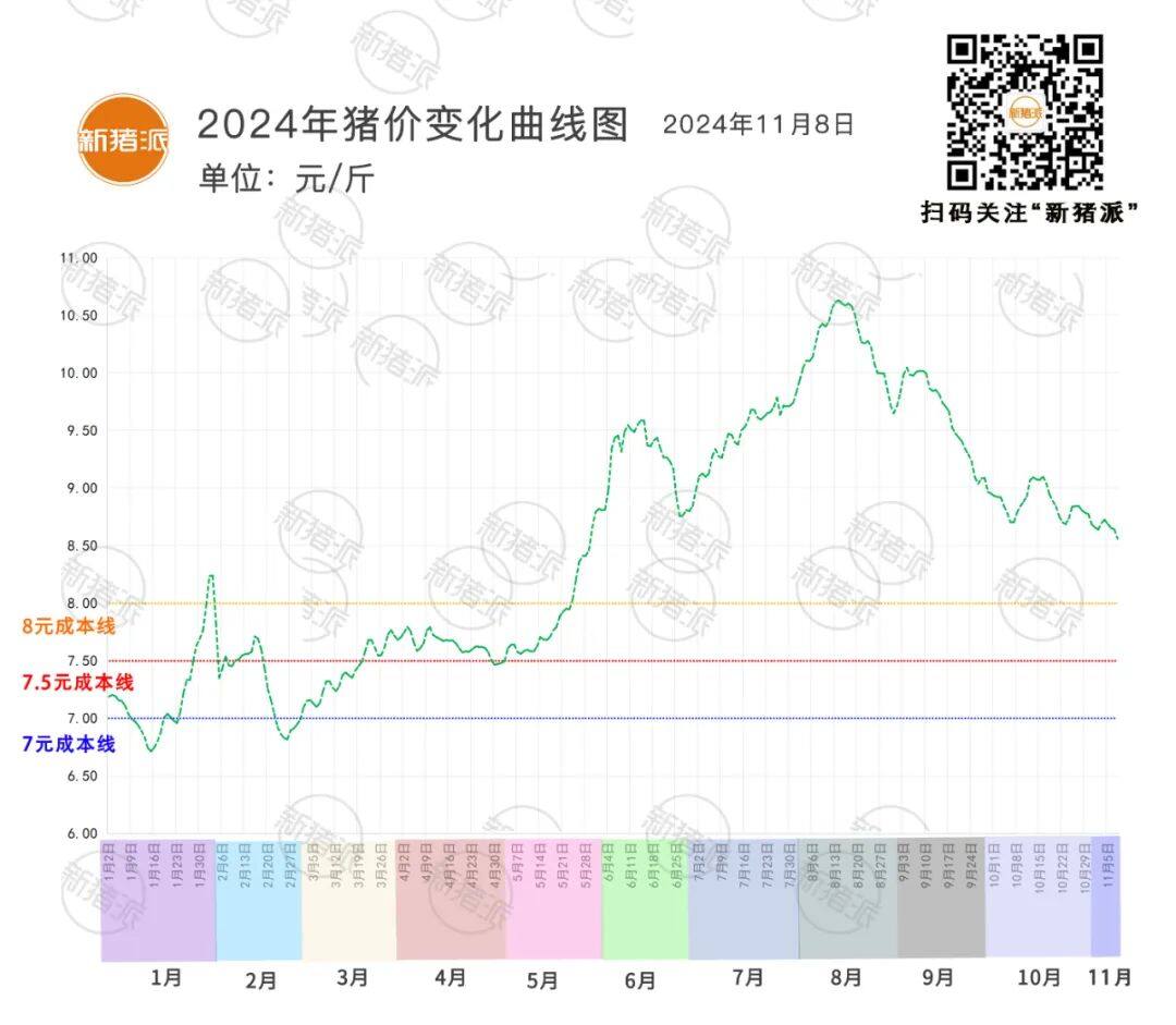 11月8日：价差最高0.84元/斤，广东猪价仍坚挺！震荡调整，全国猪价普降，江西最高跌0.33元/斤【三仪特约·猪价指数】