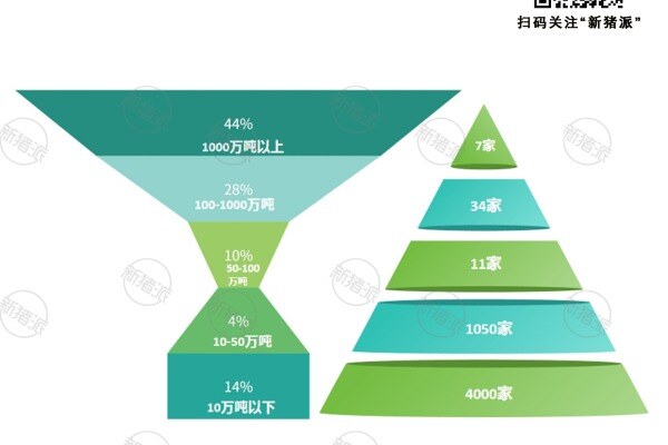 2024年不同规模饲料企业产销量和数量分布