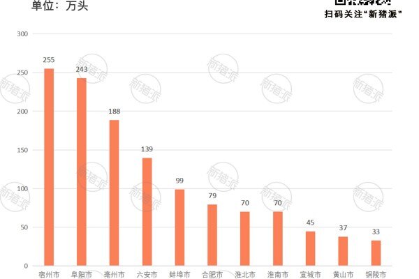 2023年末安徽省各地市生猪存栏量
