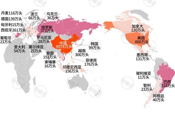 2024年末部分国家能繁母猪存栏数量