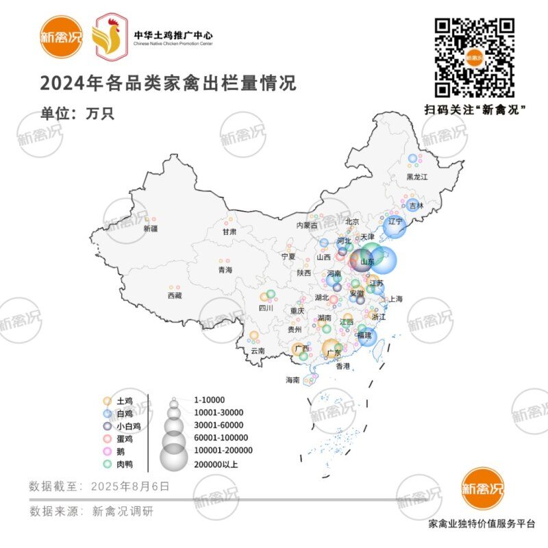 全国家禽产能图鉴：家禽年出栏量超200亿只！产区集中华东、华南，山东独占1/5