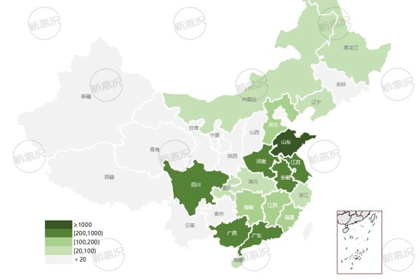 2025年全国肉鸭出栏量分布情况