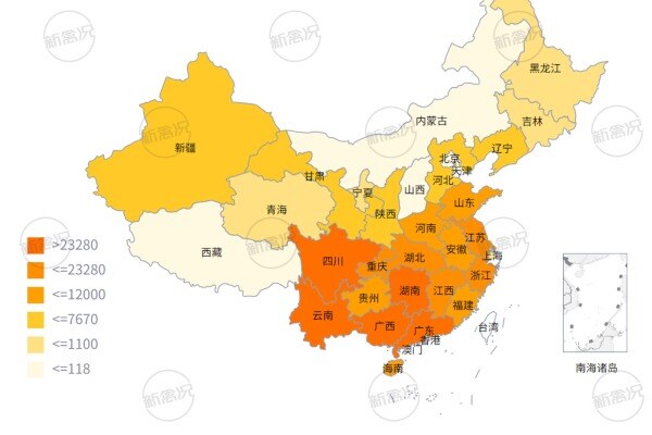 2019年中华土鸡出栏量分布情况