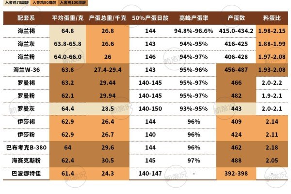 进口蛋鸡品种/配套系性能表现