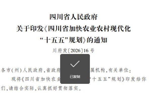 «四川省加快农业农村现代化“十五五”规划»