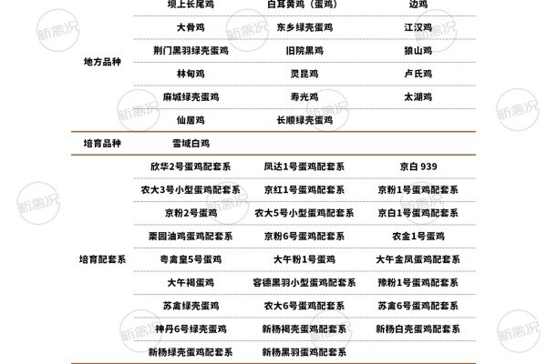 我国家禽遗传资源蛋鸡品种/配套系