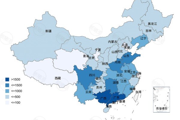 2025年部分省份猪饲料产量分布情况