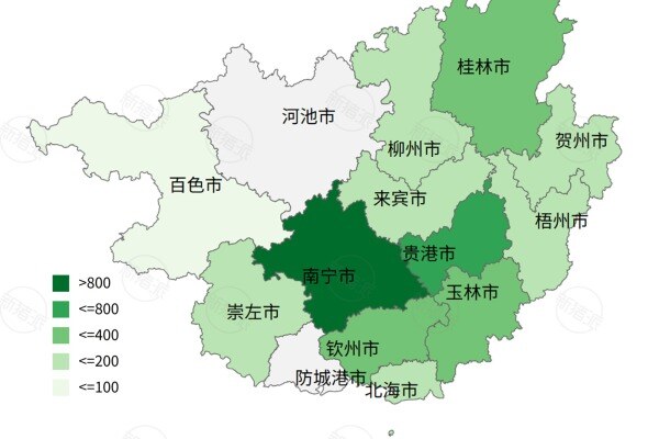 广西TOP20饲料企业各地市总设计产能